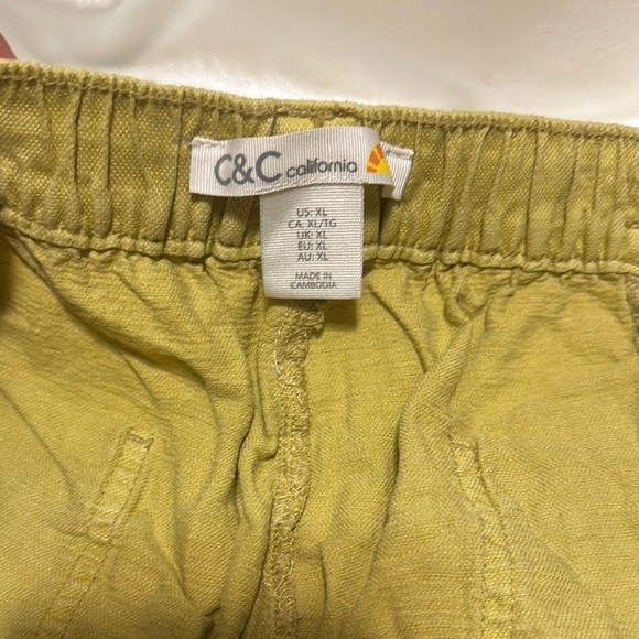 C&C California Yellow Athletic Shorts Relaxed Fit Drawstring - Picture 5 of 9